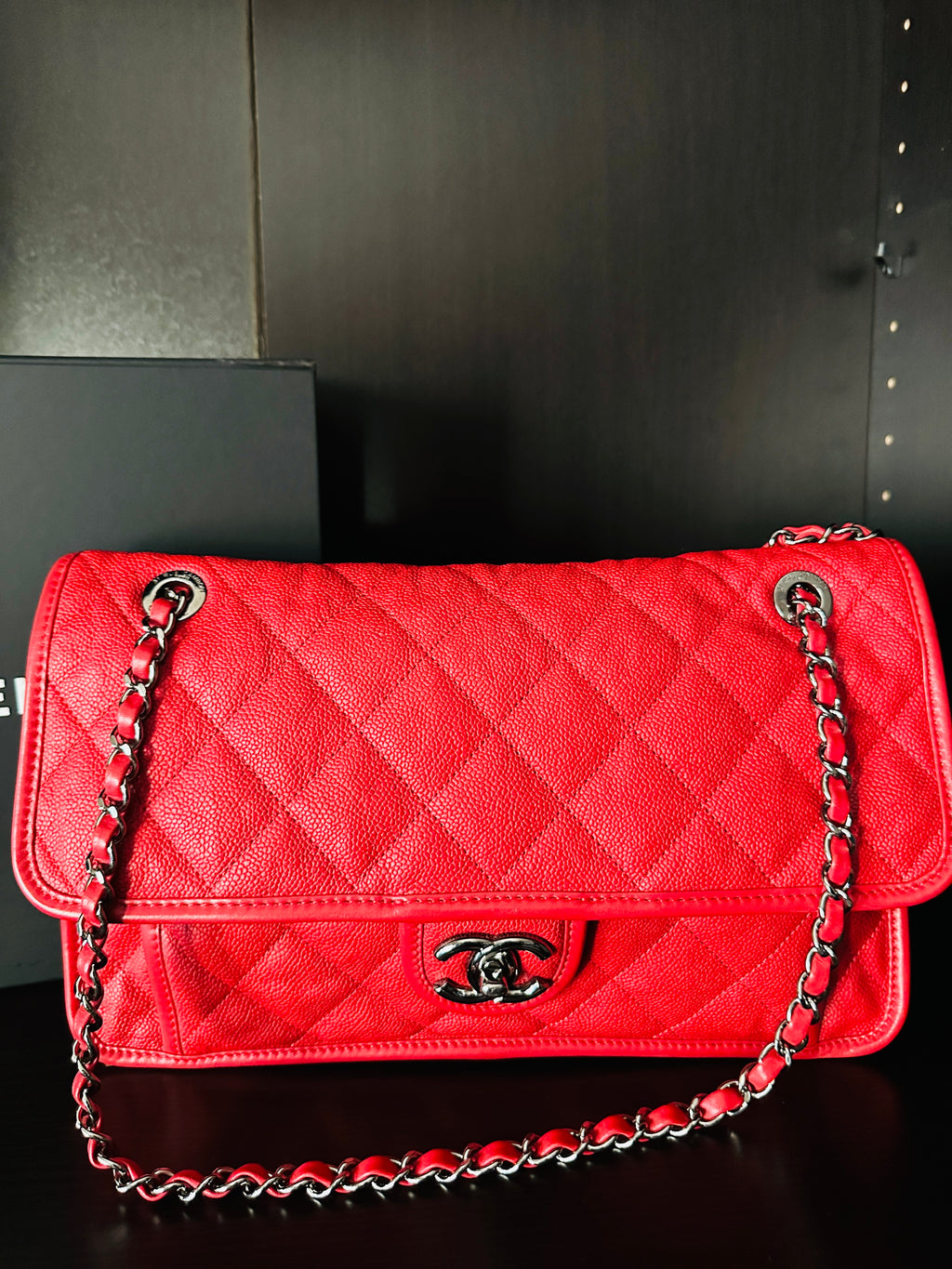 Chanel Caviar Quilted Large French Riviera Flap Red (SHOP MY CLOSET)